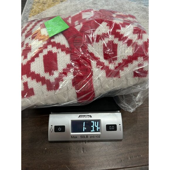 Vintage Sheridan Square Red White Geometric Cardigan Sweater SZ Medium - Picture 10 of 10